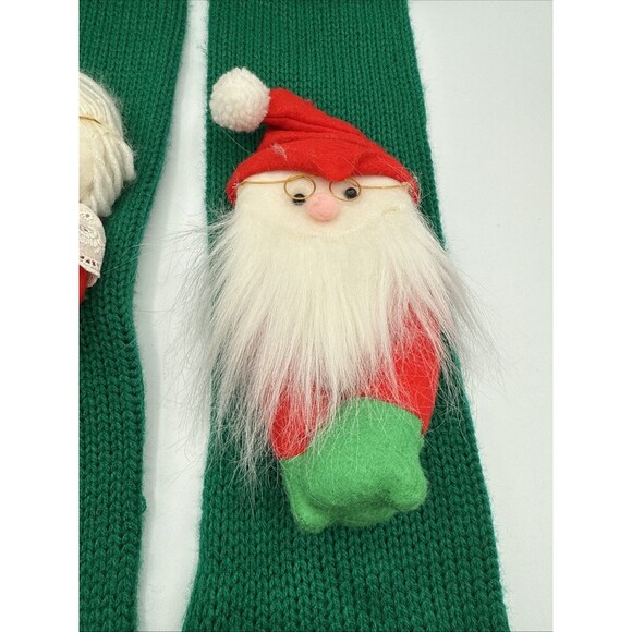 Vtg 22" Knit Christmas Stockings Santa & Mrs. Claus Pair Green Set Mom Dad - Picture 7 of 9